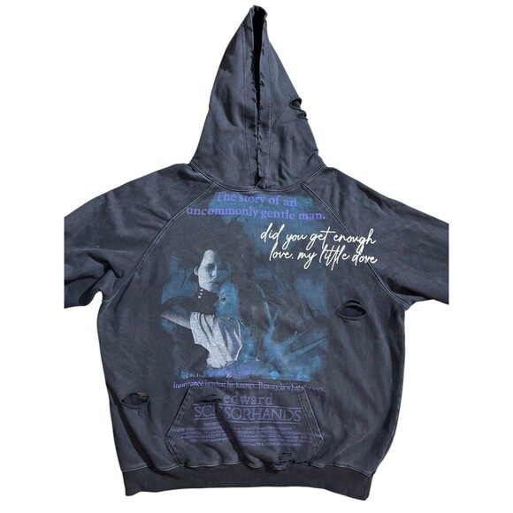 Edward Scissorhands Sweater Hoodie Distressed Grunge Goth - Picture 1 of 11